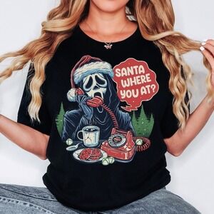 Ghost Face Santa Where You At Horror Goth Christmas Fan T-Shirt